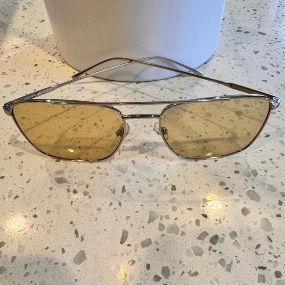 Lacoste Gold Frame Sunglasses with Light Yellow Lenses